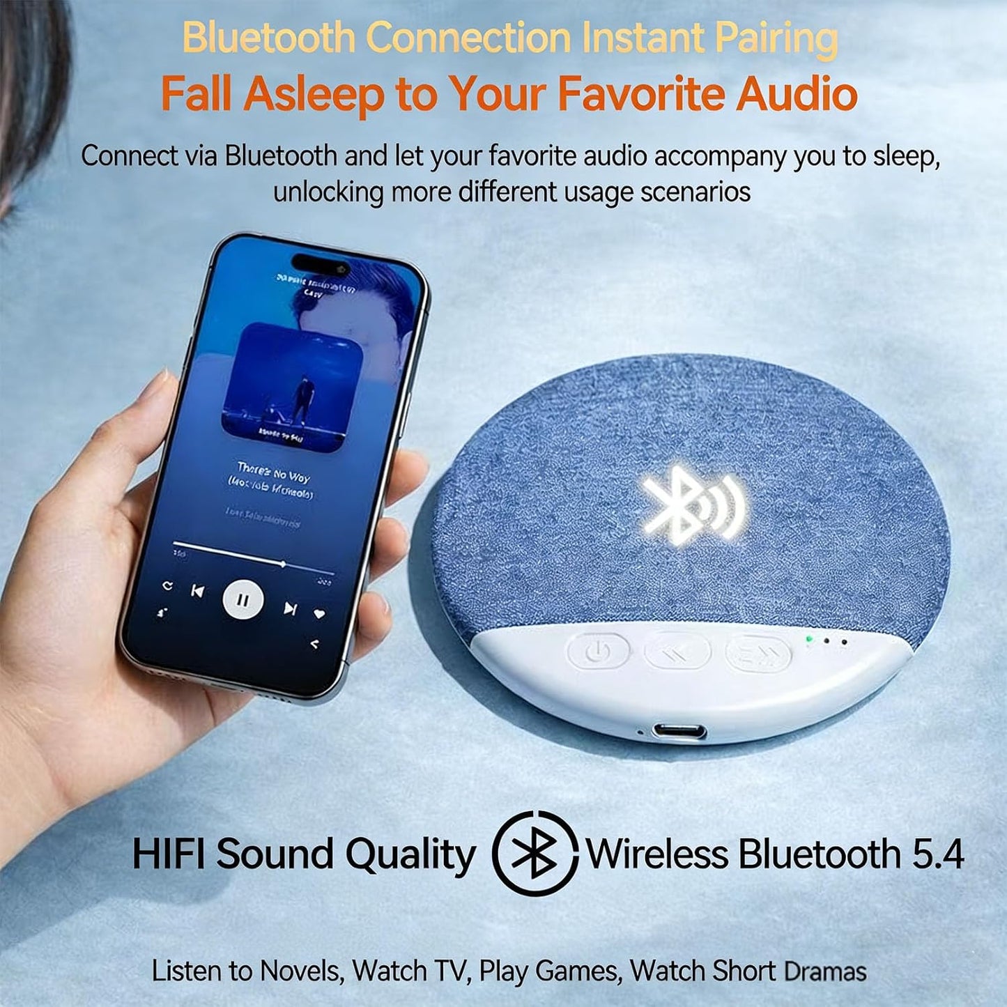 2026 New Pillow Speaker for Sleeping, Under Pillow Speakers for Sleeping Bluetooth with White Noise, Dual-Mode Bone