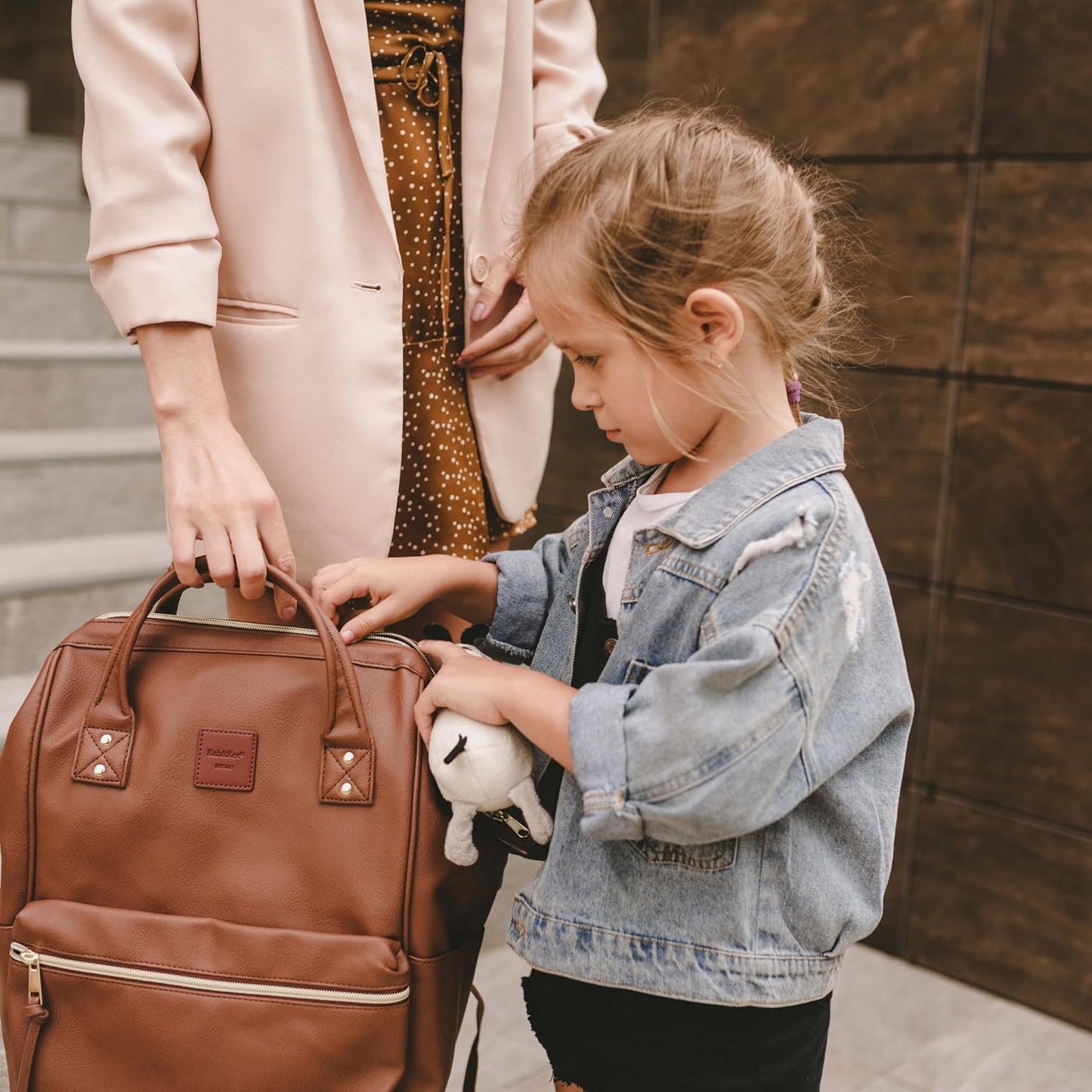 Backpack 14-15 Inch Backpack 15 Kah&Kee Leather Laptop for Women, Professional Work Bag, Water-Resistant Vegan Leather