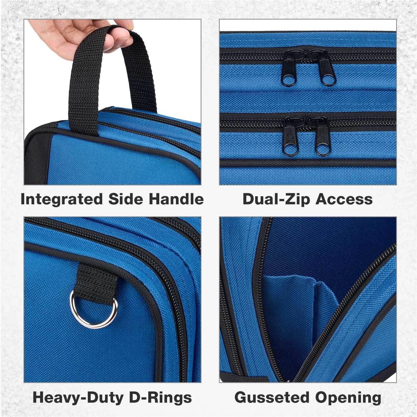 HISEA 3 Pack Small Tool Bag Set, 12 Inch Tools Pouch with 2 Pockets and Adjustable Shoulder Strap, Small Tool Organizer and Storage with Zipper for Electrican, Travel, Green Orange Blue