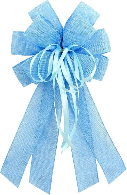 Large Blue Burlap Bow by [Brand Name] - Perfect for Wreaths & Spring Decor | Ideal for Weddings & Holidays