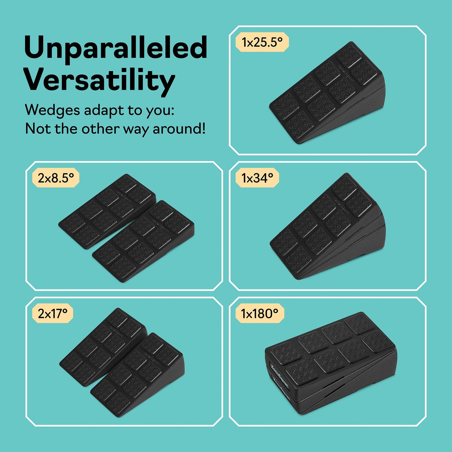 Squat Wedge Block Set of 3/5 - 960 LBS Capacity - Slant Board for Calf Stretching with 5 Stackable Angles - Calf Stretcher Slant Board - Workout Equipment - EPP Material for Exercise Equipment & Physical Therapy