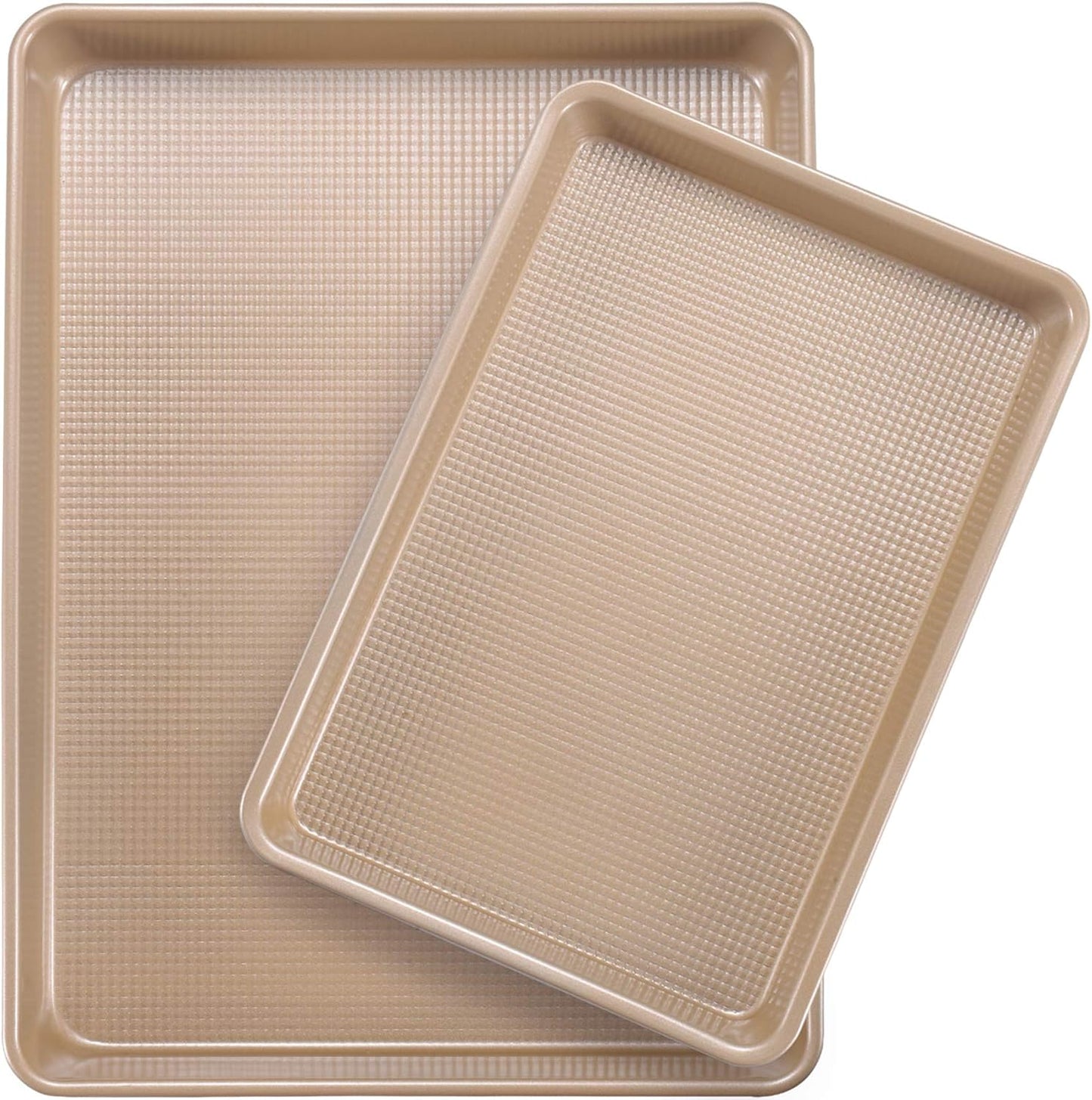Skiennix Nonstick Cookie Sheets - Heavy Duty 2-Pack Baking Pan Set | Quarter (9x13in) & Jelly Roll (10x15in)