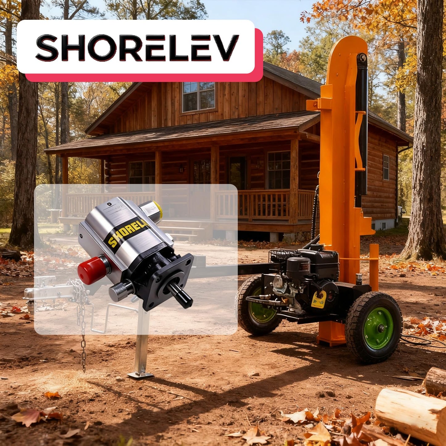 SHORELEV 16GPM Log Splitter Pump Kit, HI/LO Gear Pump, 2 Stage Hydraulic Pump, 12V DC 3000 PSI Hydraulic Power Unit with Valve & Mount Bracket, for Wood Splitter Machinery & Hydraulic Systems