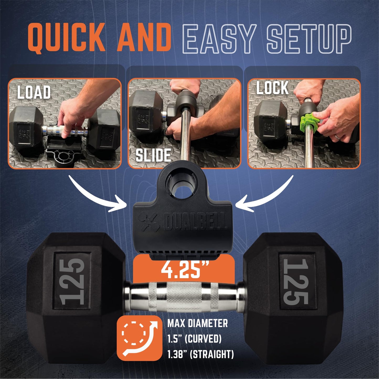 Dualbell Pair- Connect Dumbbells to Barbell (Black)