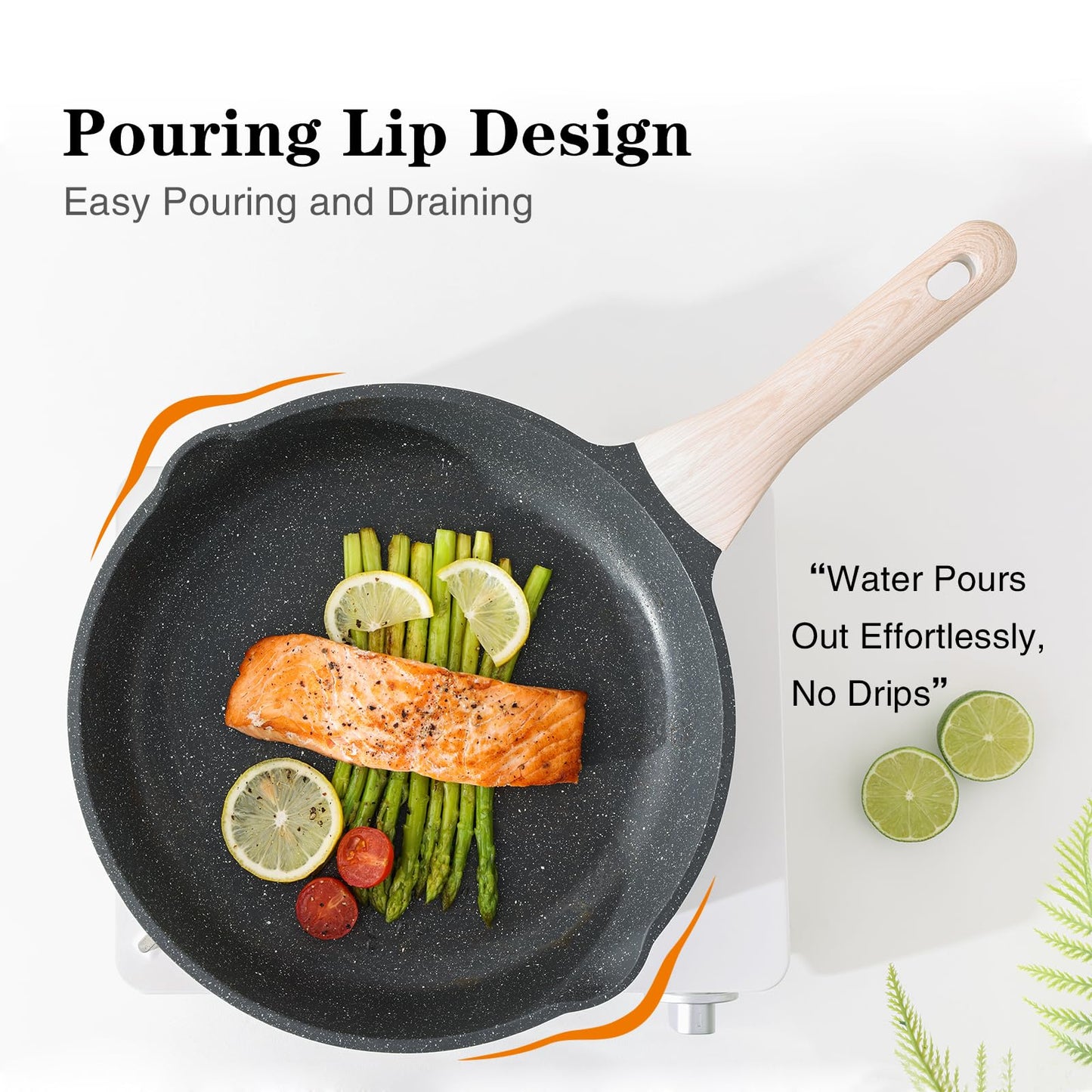 Kordisen Nonstick Frying Pan Set, 3 Piece Skillet Set, Healthy Induction Cooking Pan, Stay-Cool Handle, Compatible with All Stovetops, PFOA Free (8, 9.5, 11 Inch)