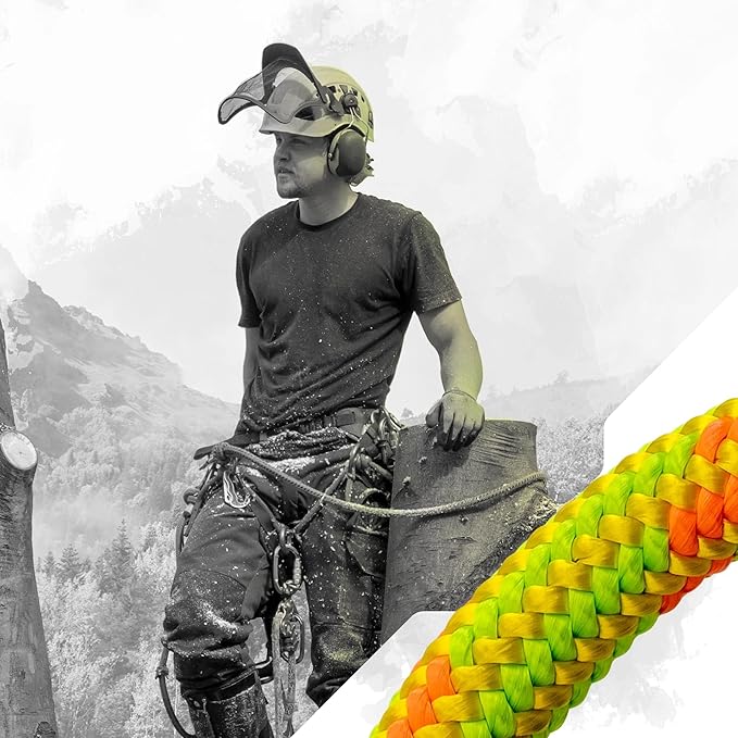 Pelican Rope Arborist Rope 11.8mm x 300Ft High-Strength 24-Strands Static Climbing Rope | 7,000 lb Strength for Tree Climbing, Pulling, Outdoors & Swing | Made in USA - Viper, Plain End