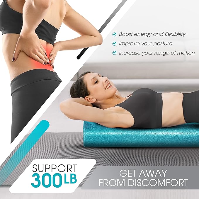 Yes4All High-Density EPP Round Back Roller Foam, Exercise Foam Roller for Yoga, Pilates & Stretching - 12, 18, 24, 36 inch