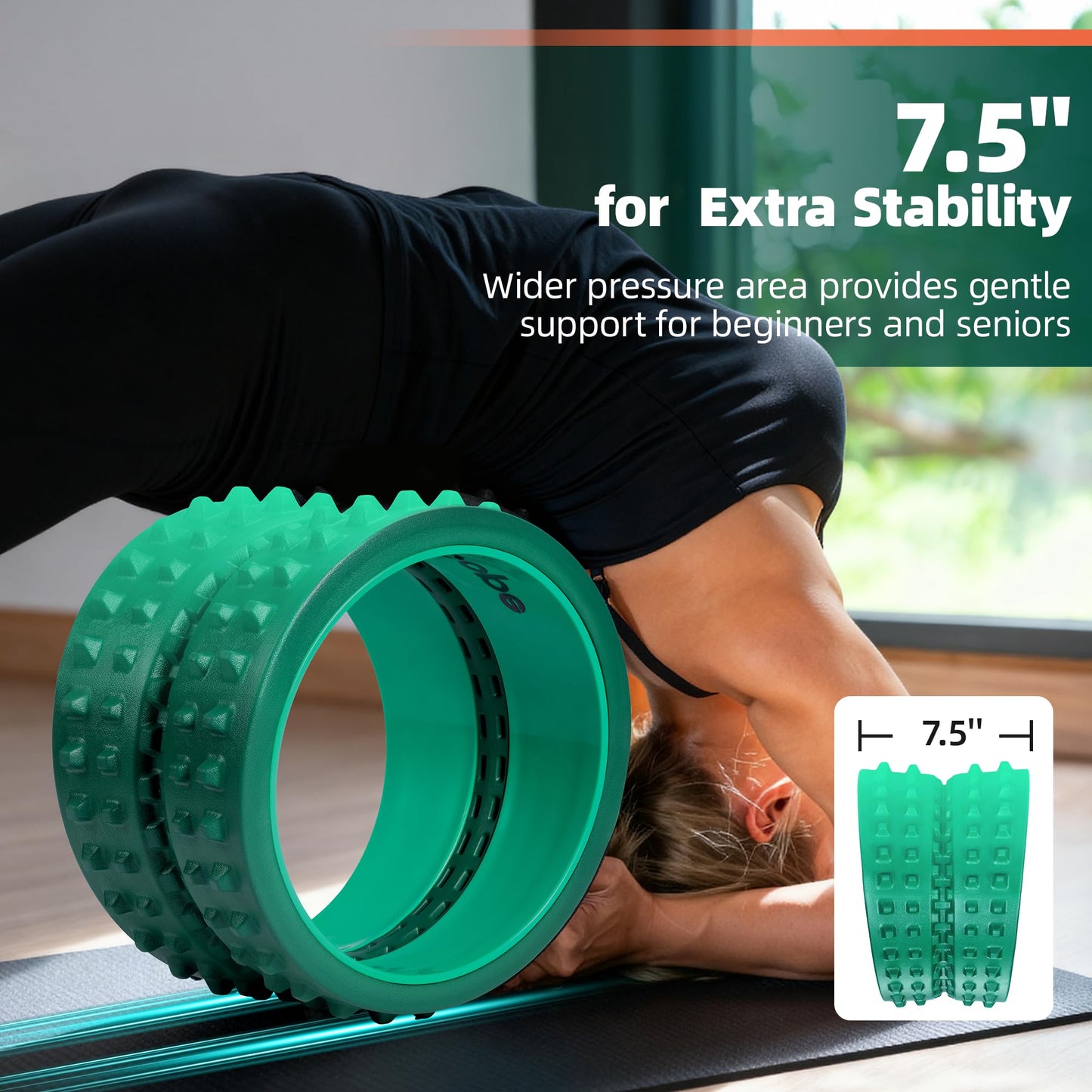 GymCope Back Roller for Back Pain Reliefn & Stretching, Deep Tissue Massage Roller Supports Up to 530 lbs / 240 kg, 5.5''-7.5'' Curved Foam Roller for Home Physical Stretching (Green, Firm)
