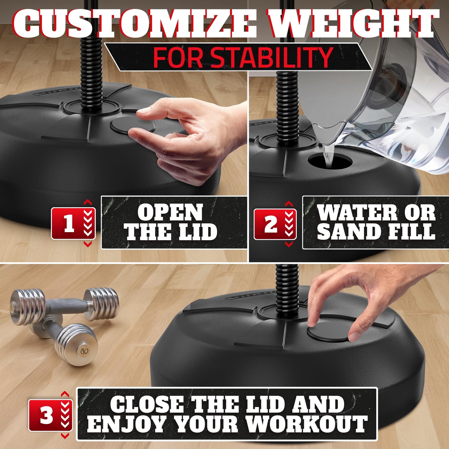 Adjustable Boxing Reflex Bag with Stand – 48"-58" Standing Punching Bag Kit with Gloves & Pump, Beginner Boxing Equipment for Training Coordination and Reaction Speed | Sport Gift for Home Workouts