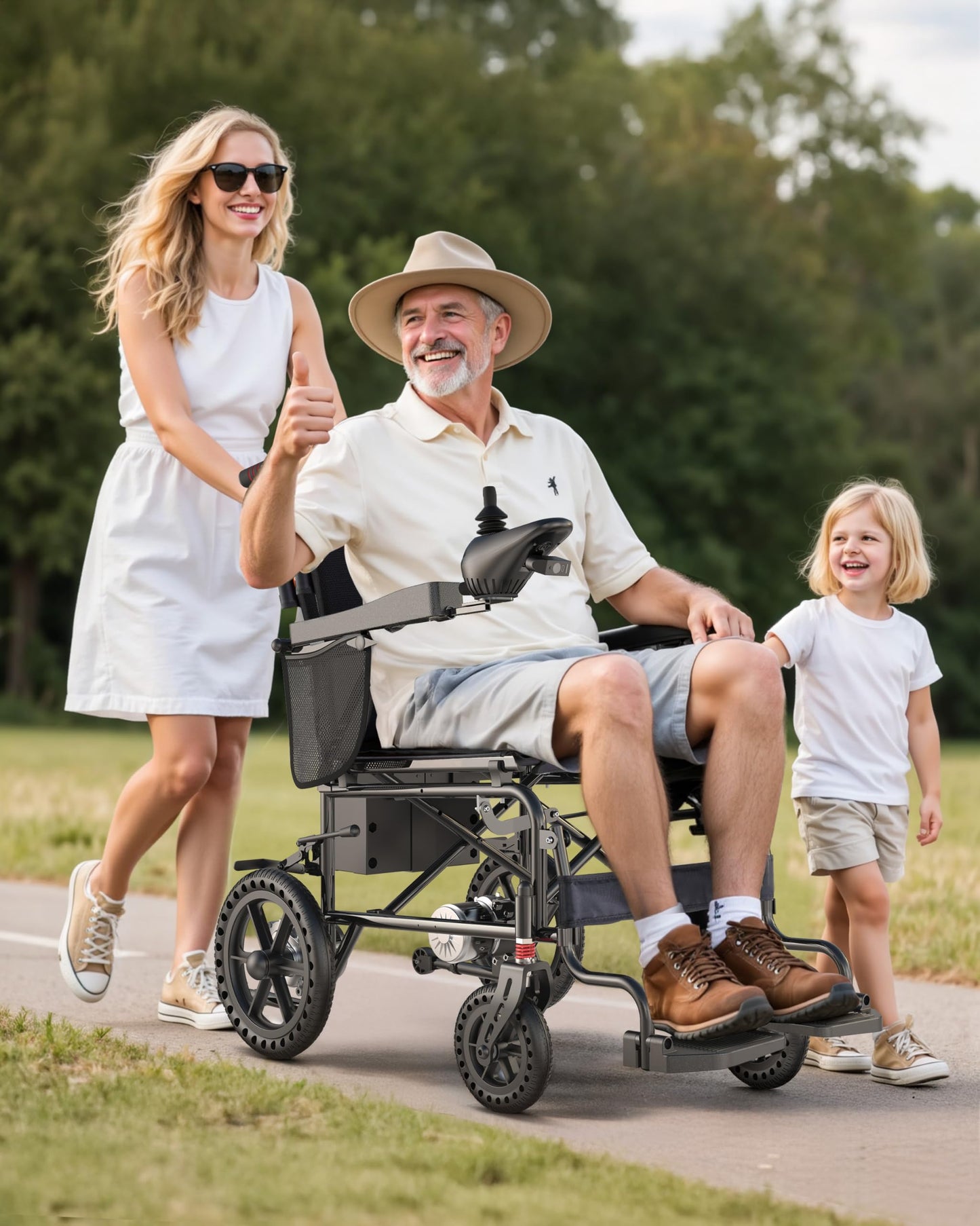 Electric Wheelchairs for Adults, 22 Inch Wide Seat, 500W Motor All Terrain Power Wheelchair, 15 Mile Lightweight Foldable Motorized Wheelchair for Seniors, Removable Battery, 350 lb Capacity