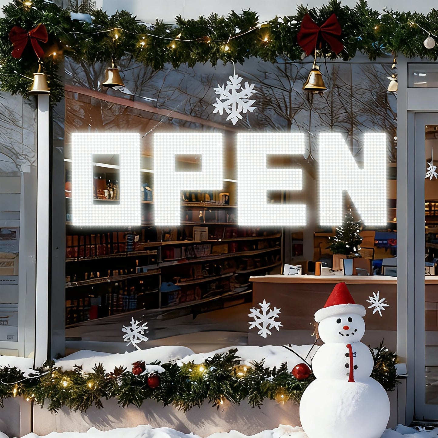 50"x17" Large LED Open Sign with Remote and Bluetooth App, Super Bright Open Signs for Business, Dimmable Big Open Sign for Storefront Window Bar Salon Cafes Retail Shops White