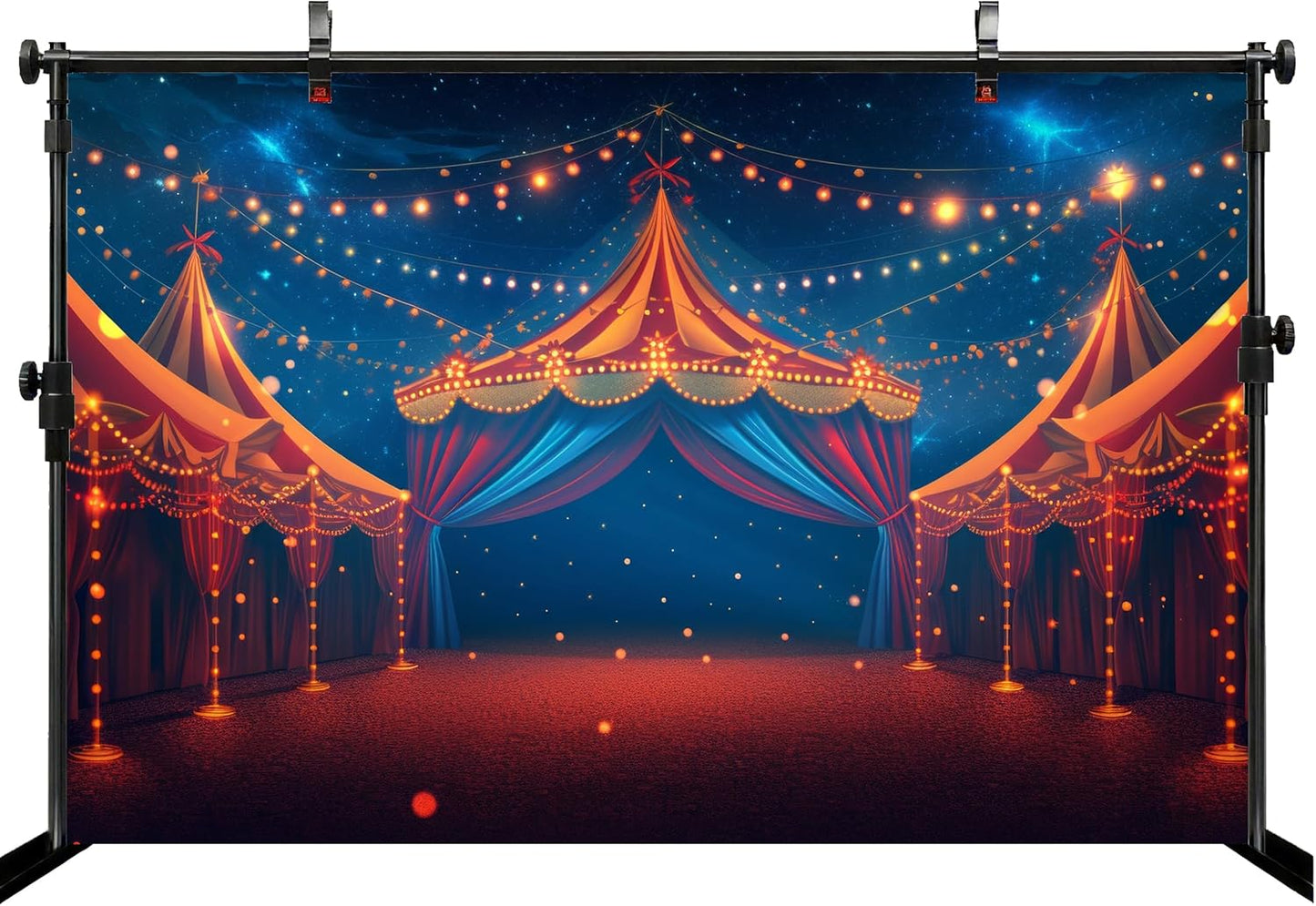 MAEQLQLM 10x8ft Circus Tent Backdrop Big Top Carnival Starry Night String Lights Vintage Background for Carnival Party