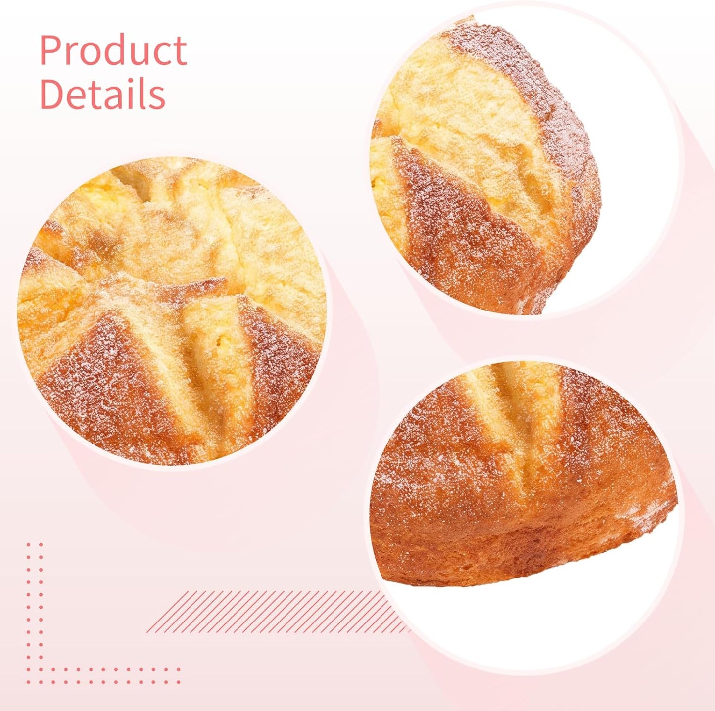 Calolin 5.7 5.1 3.1 Inches Artificial Loaf Bread, x x Fake Bread Loaf, Simulation Food PU Fake Loaves for Shop Display