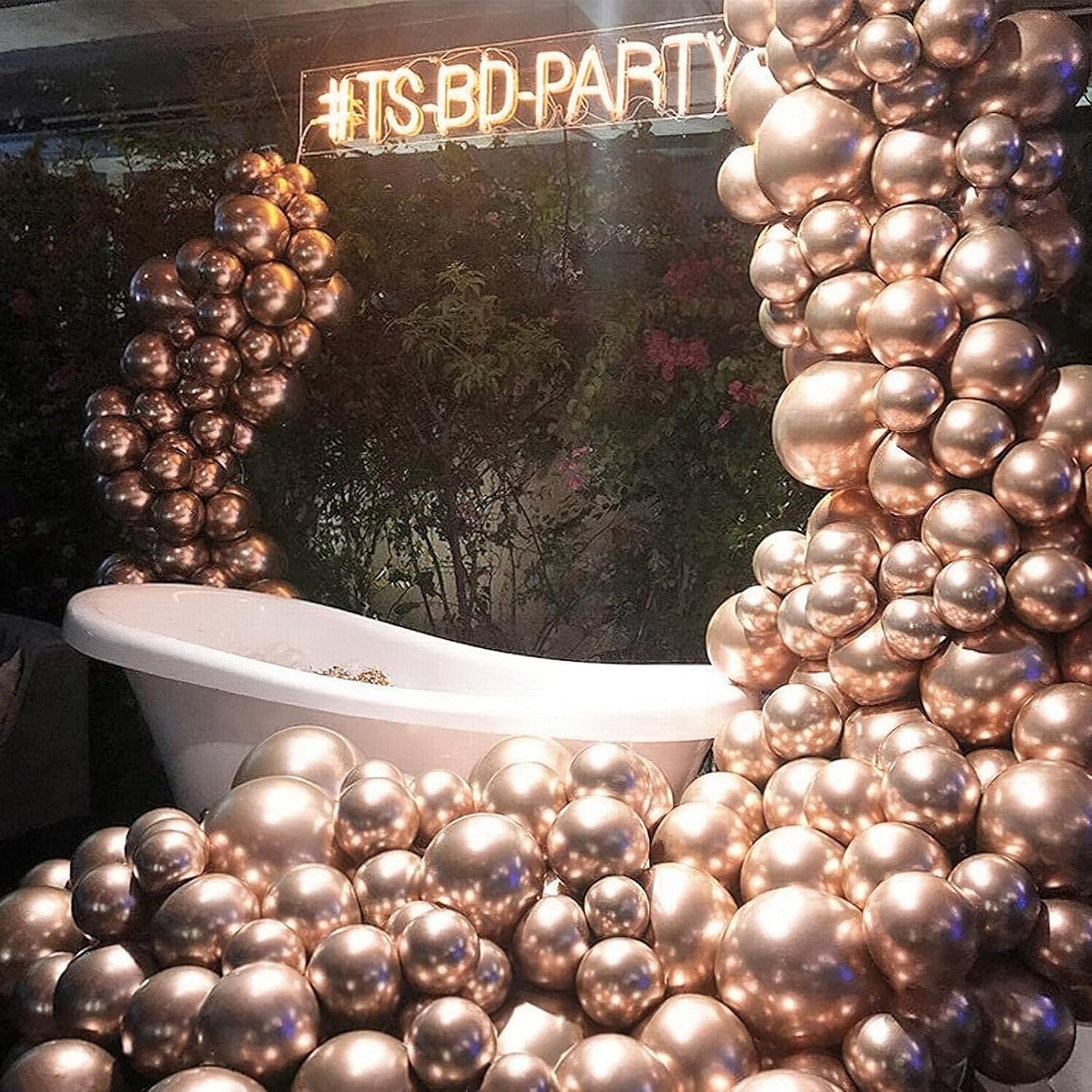 PartyWoo Metallic Rose Gold Balloons - 50pcs 12 Inch Chrome Latex for Weddings & Celebrations