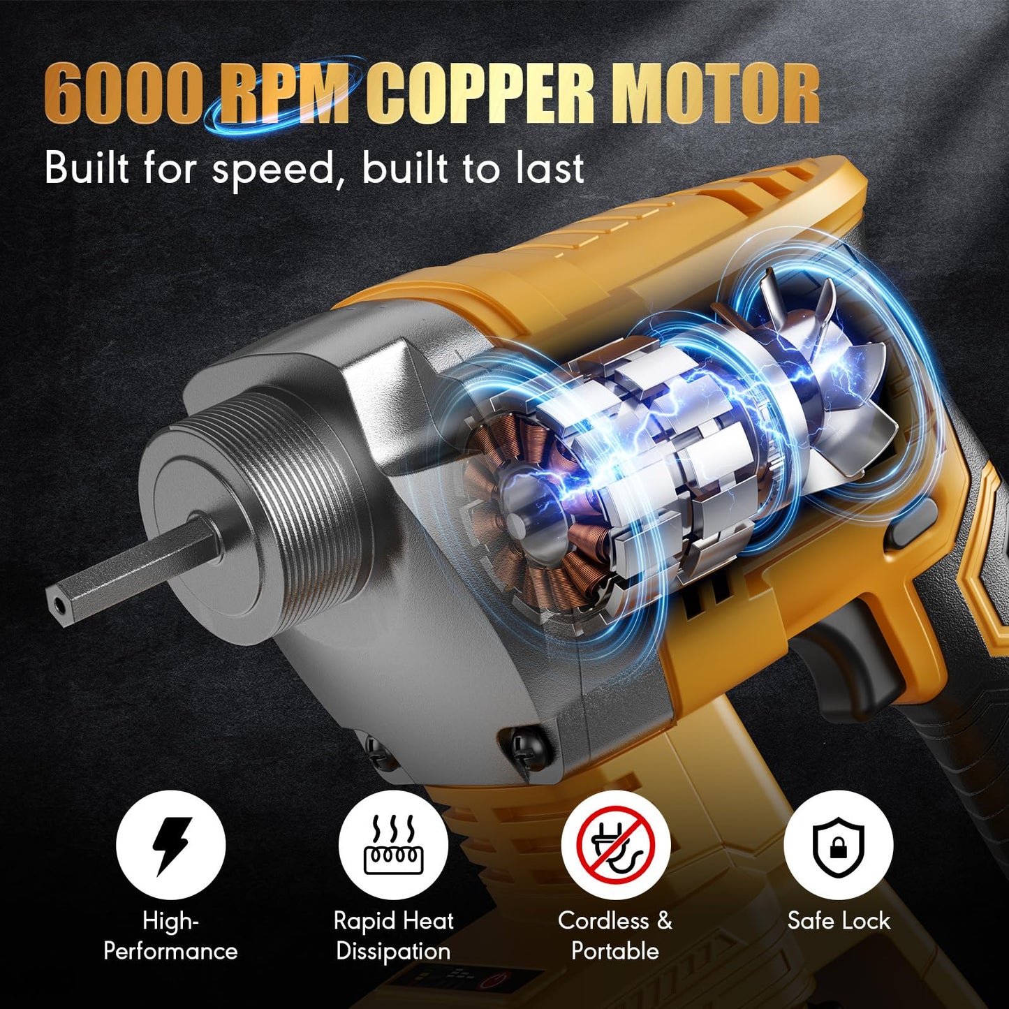 Handheld Concrete Vibrating Tool for Dewalt 20V Max, 1200W Brushless Motor, Cordless Electric Concrete Vibrator with 3.28ft Shaft Rod, 6000 RPM, Effective for Air Bubble Removal (NO Battery)