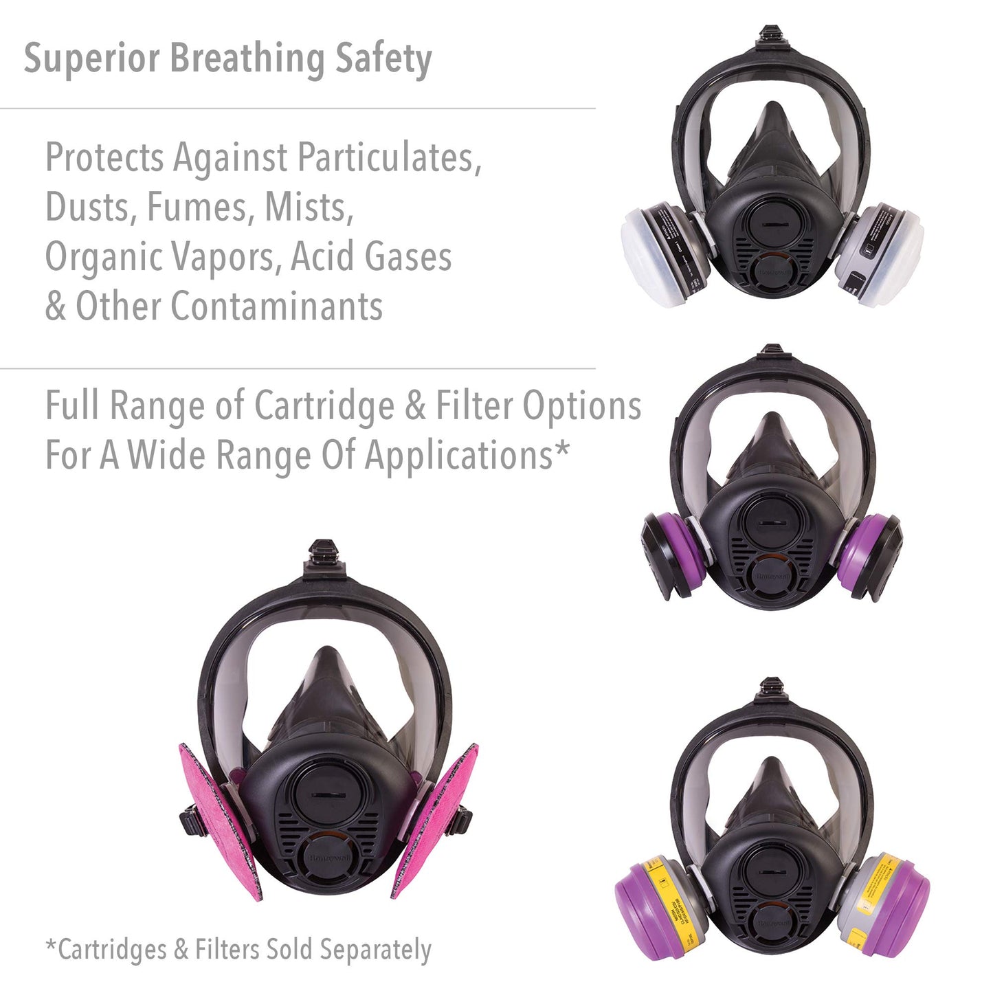 Honeywell North RU6500 Series Niosh-Approved Full Facepiece Silicone Respirator, Medium (RU65001M)