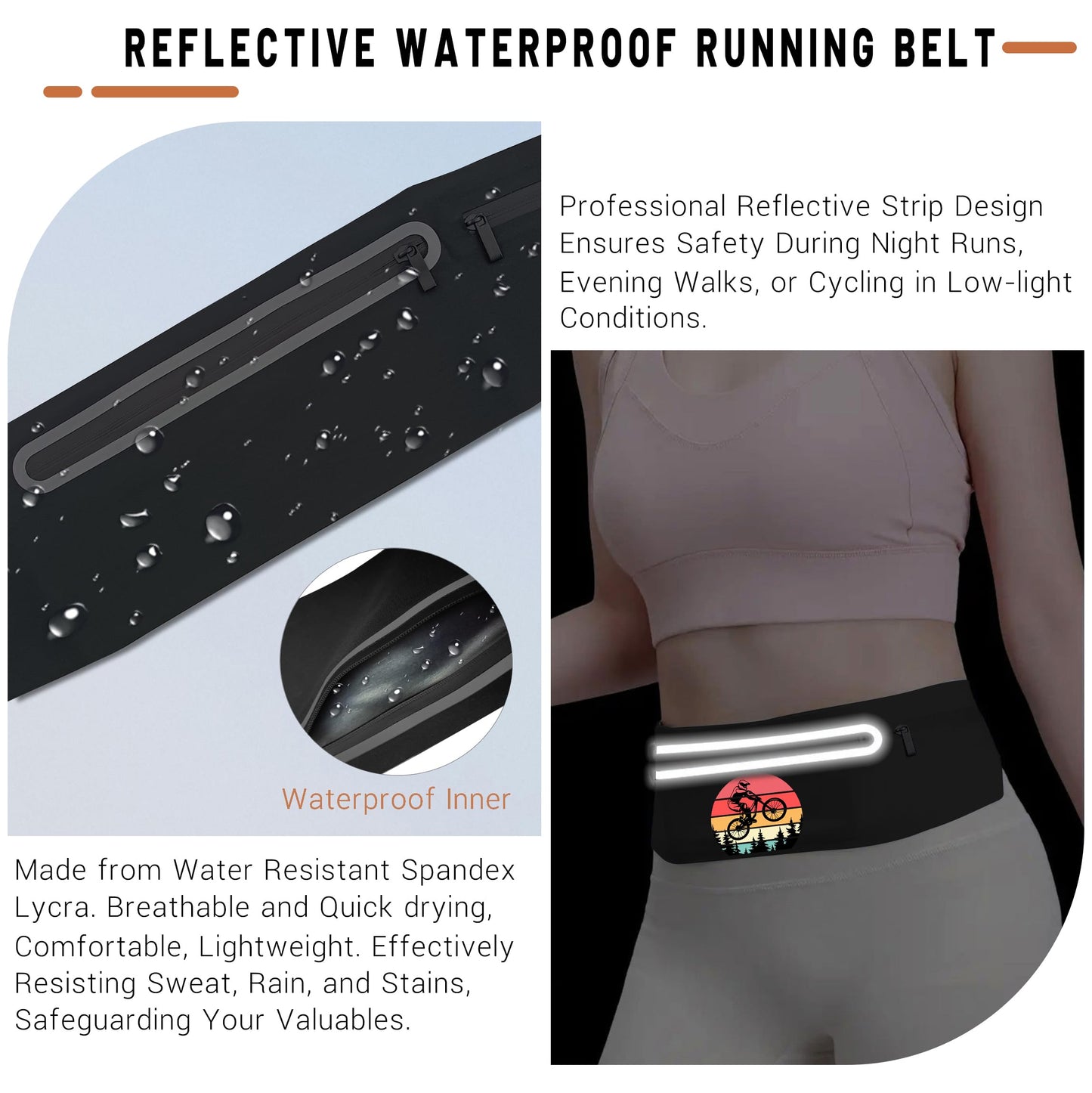 Mountain Tree Bicycle Running Belt Waist Pack Bag for Men Women,Runner Fanny Pack with 3 Pouches,Waterproof Reflective Running Bag Phone Holder for Jogging Hiking Traveling Gym,runner gifts for women