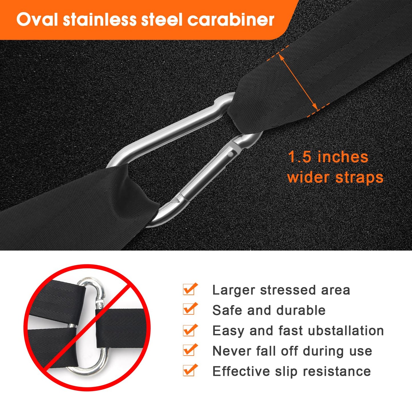Battle Rope Anchor Strap Kit Accessories for Home Gym Outdoor Muscle Workout Equipment,Carabiners with 2 Durable Straps and 1 Heavy Duty Carabiner, Home Gym Equipment for Men Women