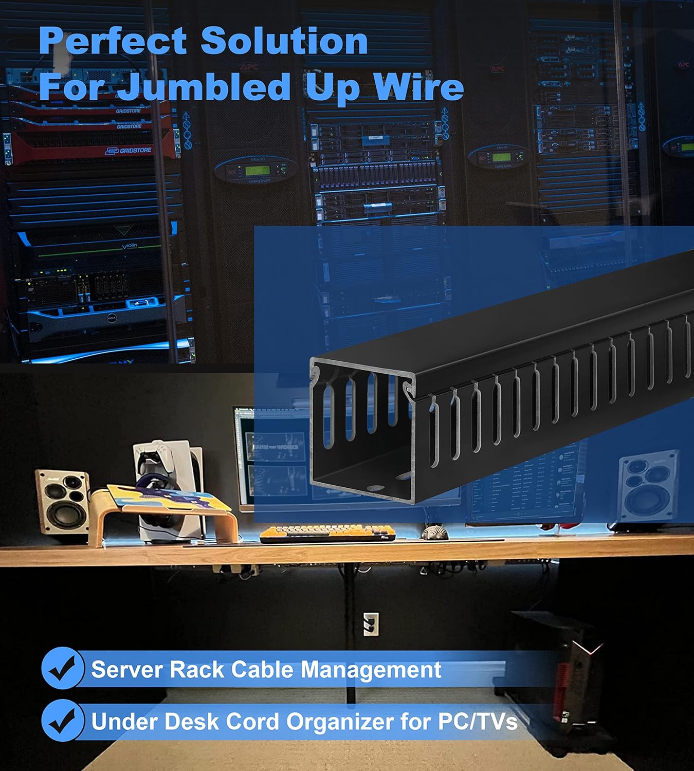 ZhiYo 2x2in Cable Raceway, Server Rack Cable Management Under Desk Cord Organizer, Electrical Safe PVC Cable Hider Open