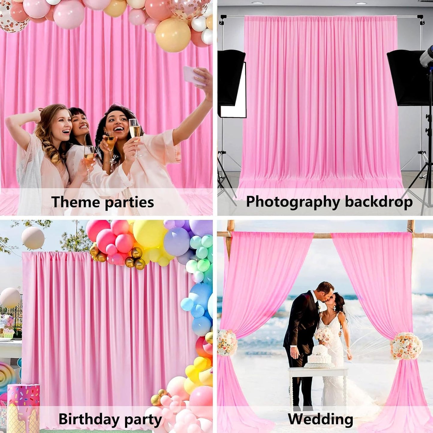Skiennix 10 x 7 Feet Pink Backdrop Curtain - Perfect for Parties, Weddings & Photoshoots | 2 Panels