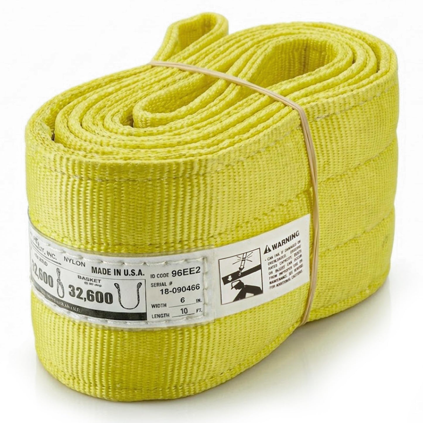 DD Sling 6" × 10' Nylon Lifting Sling – USA Made, 16,300 lb Vertical, 13,000 lb Choker, 32,600 lb Basket – 2-Ply Heavy Duty 900 Webbing, Type 4 Twisted Eye & Eye Rigging Sling