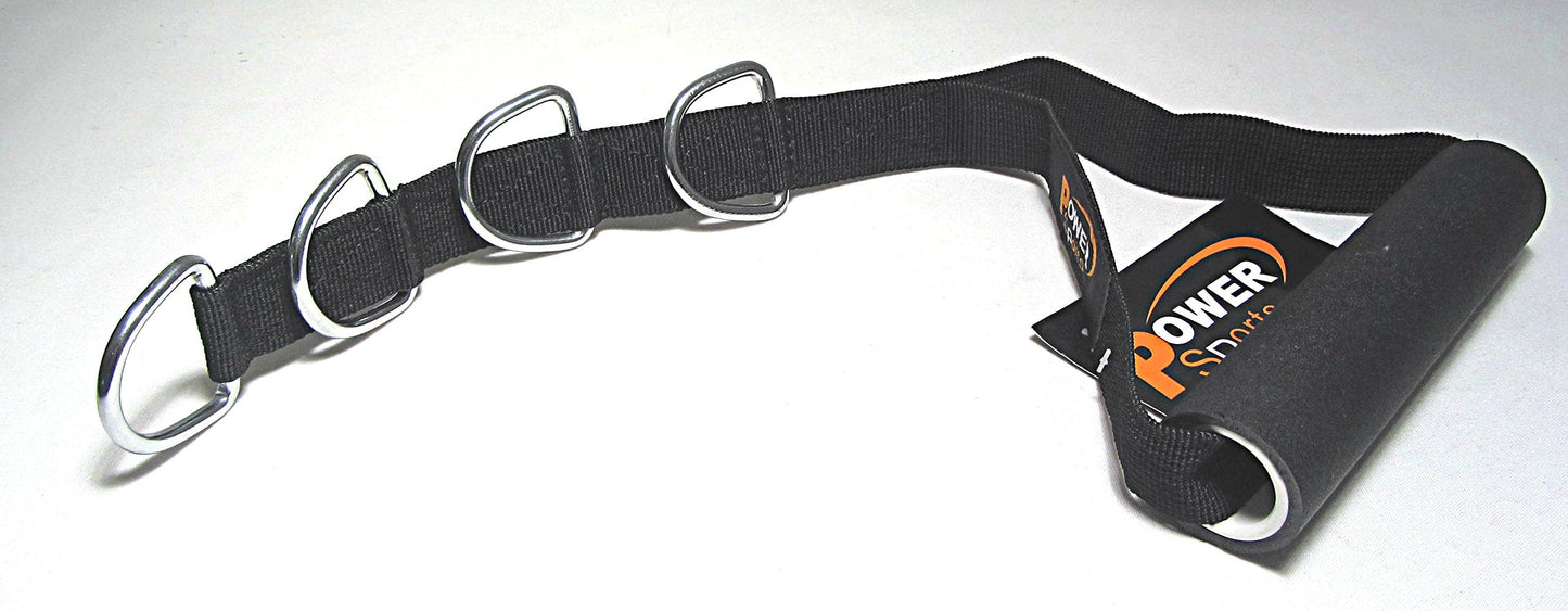 Stirrup Handle with 4 D-Rings Adjustable Cable Machine Attachment Power Sports (Sold Single)