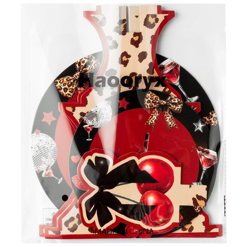 Haooryx Cheetah Cherry Cupcake Stand - 3 Tier Red Cherry Bow Leopard Print Cupcake Tower Cardboard Dessert Holder Pastry Platter for Baby Shower Girls Birthday Wedding Holiday Party Table Decoration