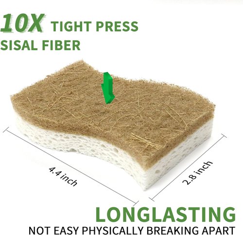 Biodegradable Natural Kitchen Sponges by EcoSponge - 9 Pack Compostable Cellulose & Coconut Scrubbers