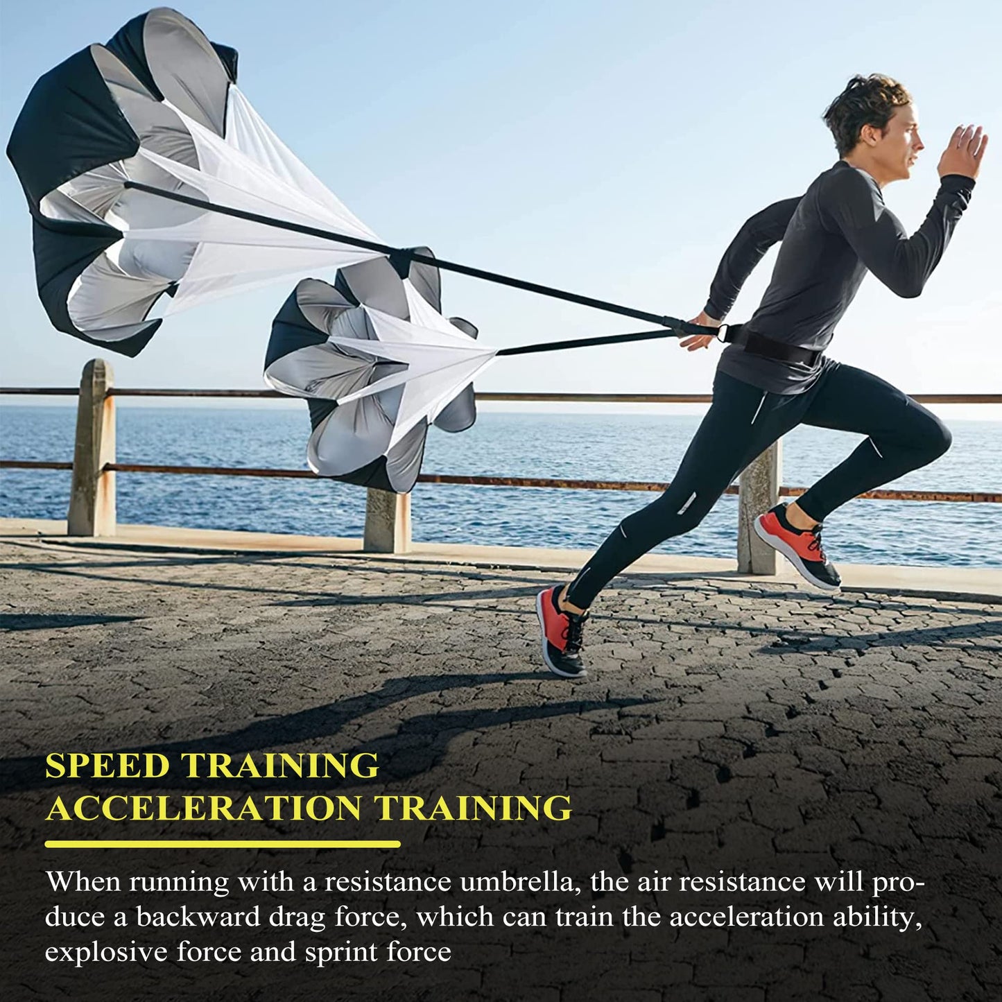 "N/A" 2 Umbrella Running Parachute Speed Training 56 inch Speed Training Resistance Parachute for Kids Youth and Adults Weight Bearing Running and Fitness Core Strength Training