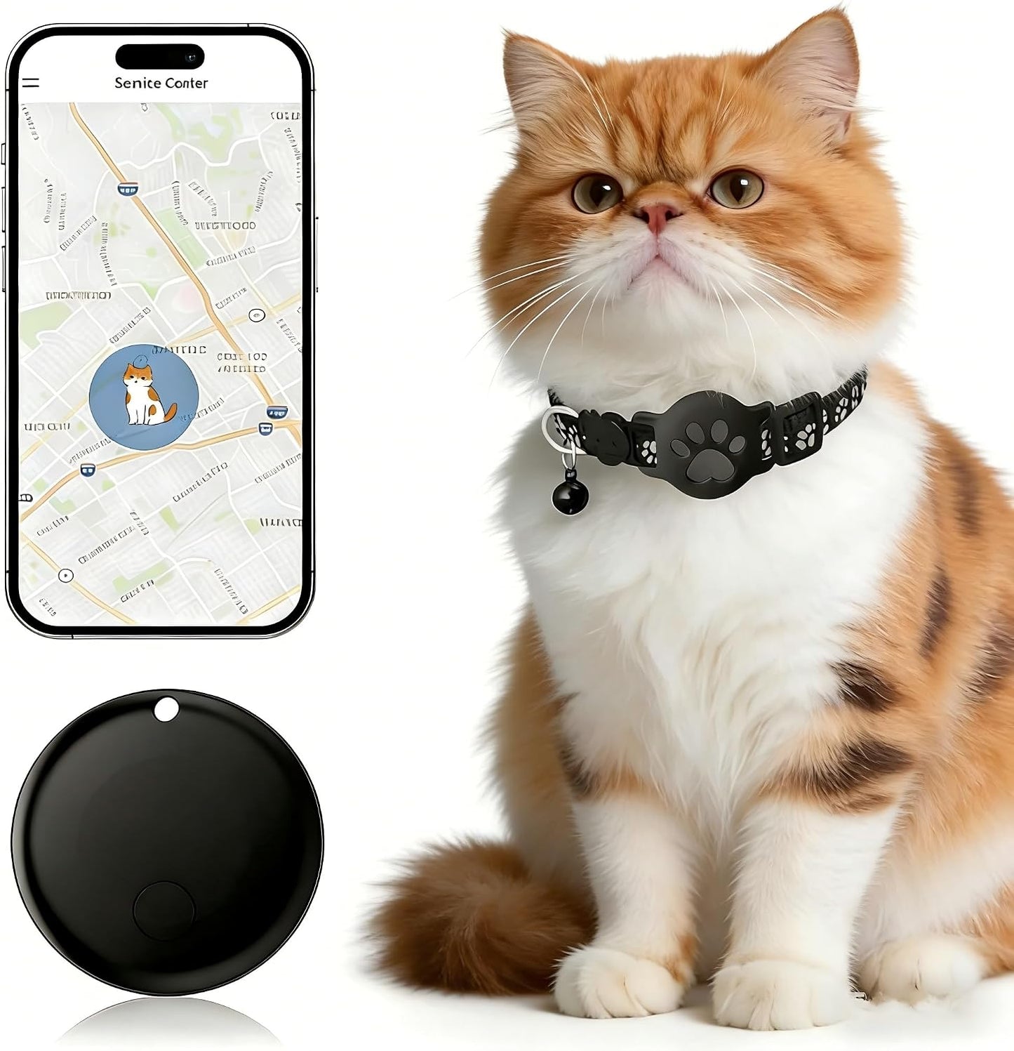 Waterproof GPS Collar for Cats - Pet Tracker Compatible with Google Find My (Android Only), No Monthly Fee. Advanced