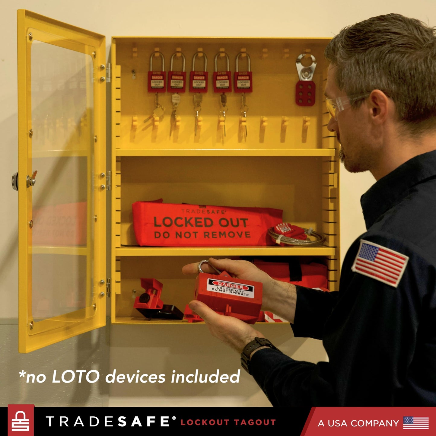 TRADESAFE Lockout Tagout Cabinet, Lock Out Tag Out Station Unfilled - No Loto Devices Included, Wall-Mountable Lockout Tagout Station Cabinet, Loto Box 18-7/8 x 7 x 23-5/8 inches