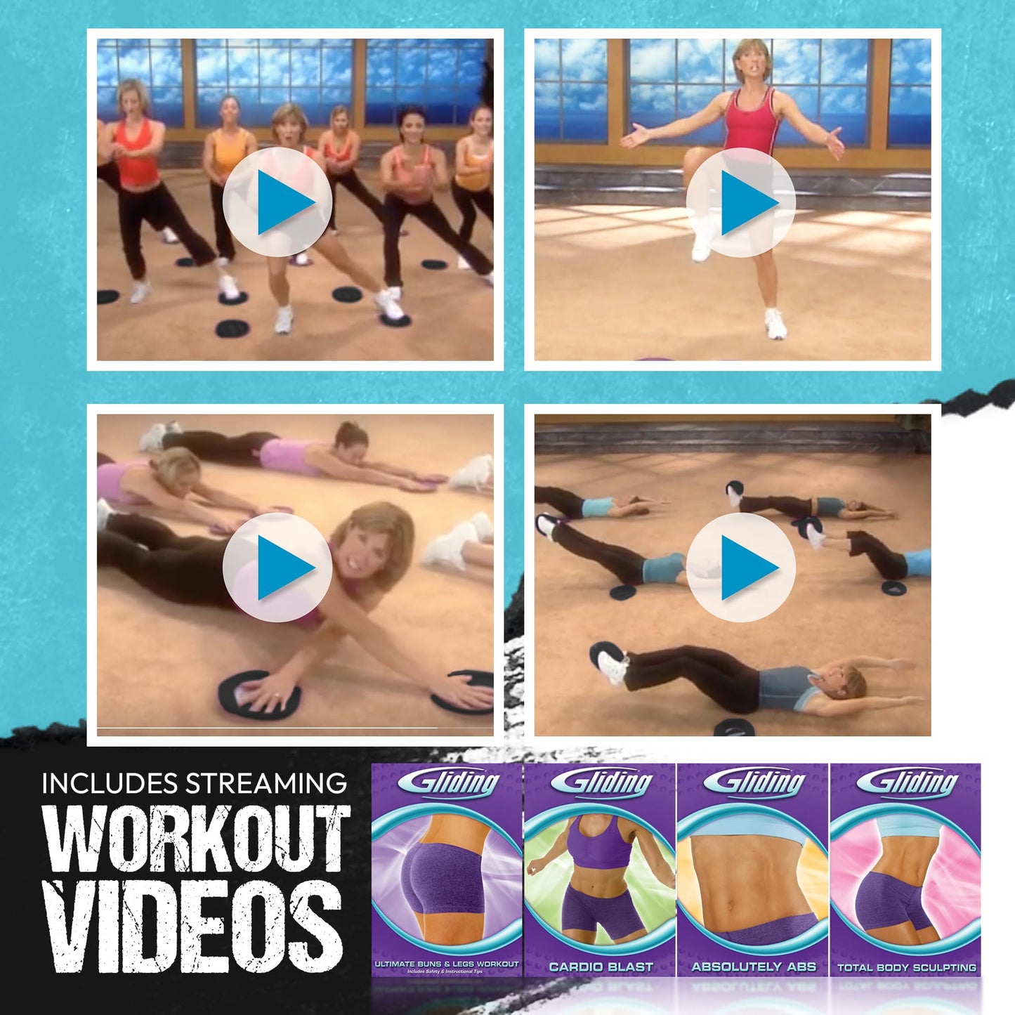 Gliding Discs for Working Out - Black - Sliding Discs for Carpet Floors, 1 Pair, Authentic Original Discs for Full Body Resistance Workout, Includes 4 Streaming Video Workouts - Home Exercise