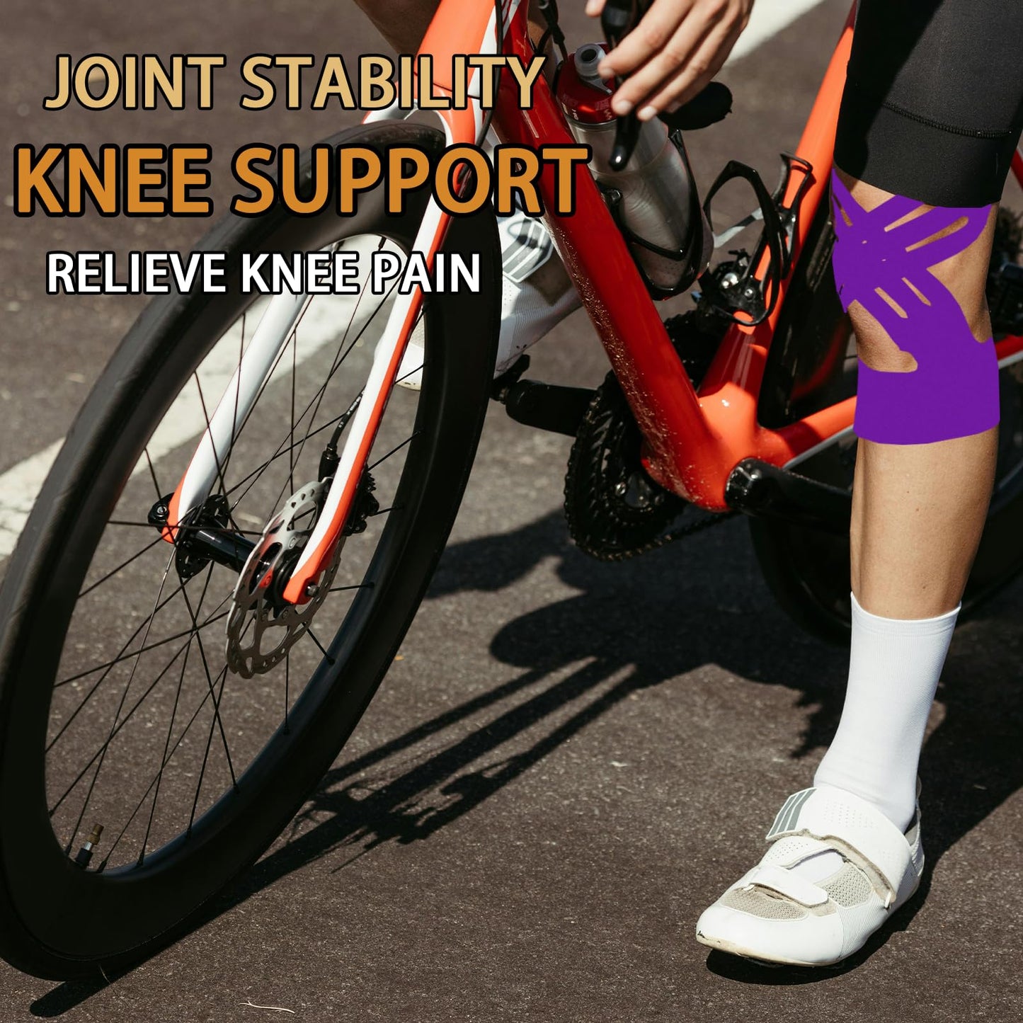IEADEN Precut Kinesiology Tape for Knees, 10 Pcs, Upgraded, Knee Support & Stability, Knee Pain Relief Athletic Tape - Waterproof & Elastic, Breathable Hypoallergenic Latex-Free Tape, Purple