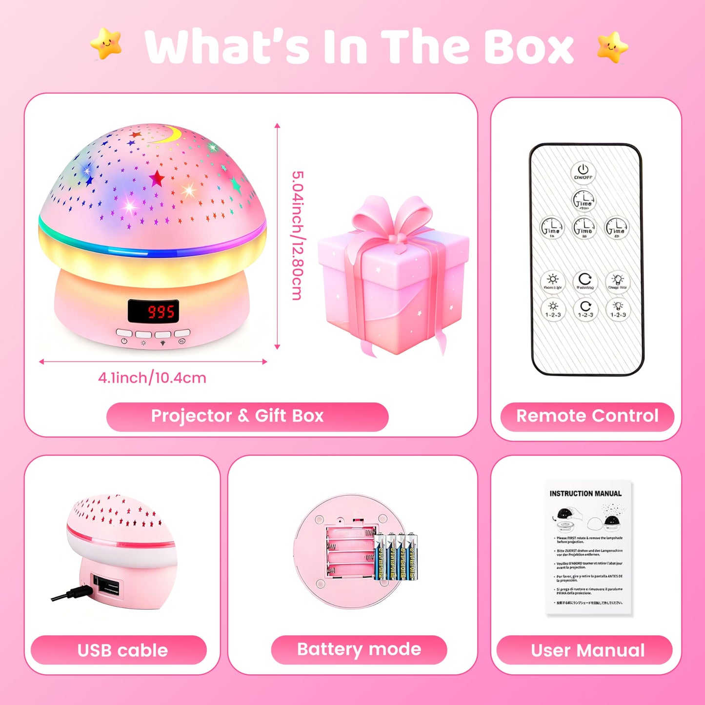 MINGKIDS Toys for 3-8 Year Old Girls Boys,Star Night Light Projector with Hard Projection Cover, Timer&Rotation,2-9 Year Olds Kids Chritsmas Birthday Gifts