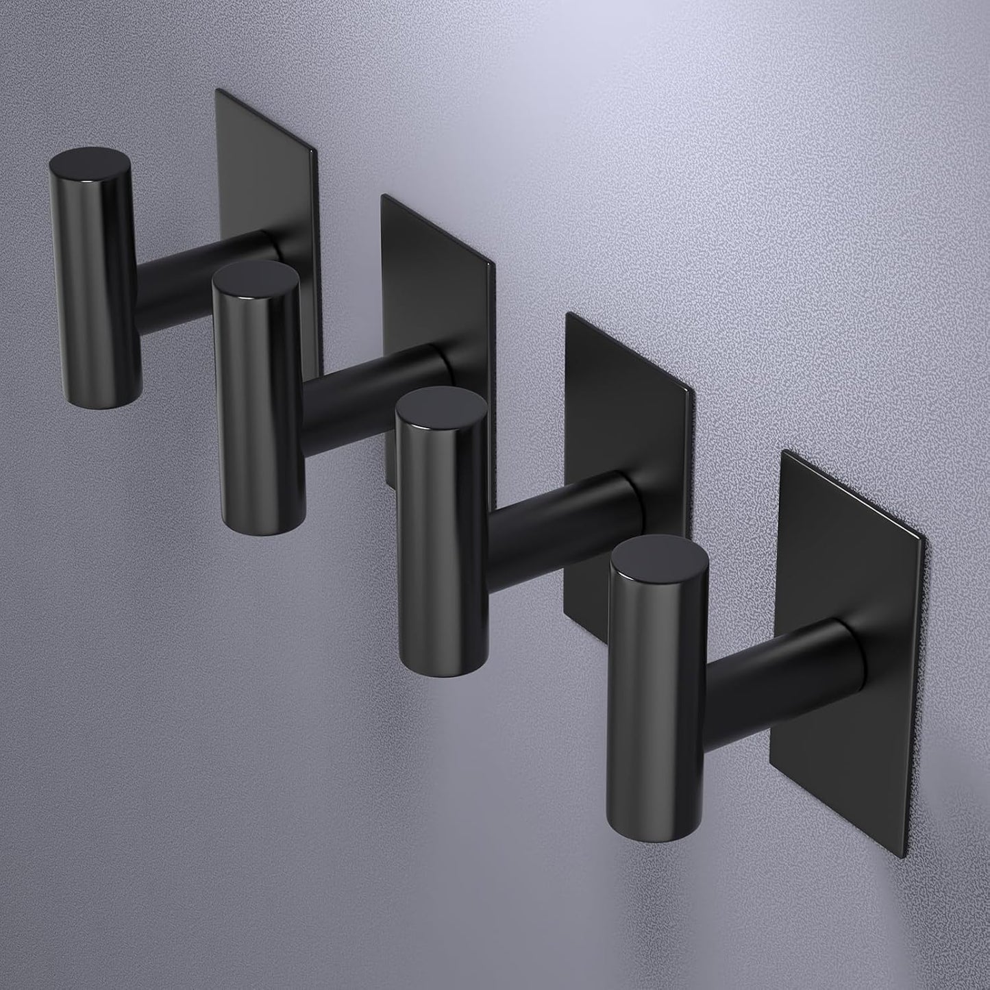 VAEHOLD Heavy-Duty Wall Towel Hooks - Waterproof Sticky Holders for Coats & Clothes | Black, 4 Pack