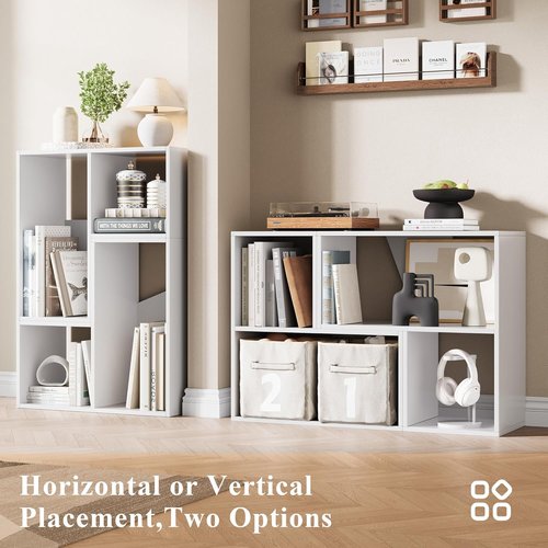 MapleGrace 6-Cube Storage Organizer - Stackable Wooden Bookcase with Back Panels | White Finish for Living Room, Bedroom, and Hallway