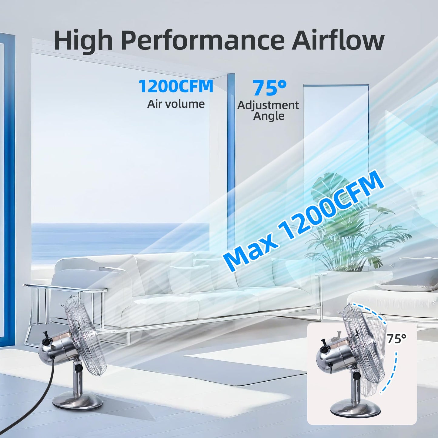 BEYOND BREEZE 12 Inch All Metal Retro Oscillating Table Fan, Desk Fan with 3-Speed Adjustable and 80° Wide Oscillation, Ideal for Bedroom, Office and Kitchen
