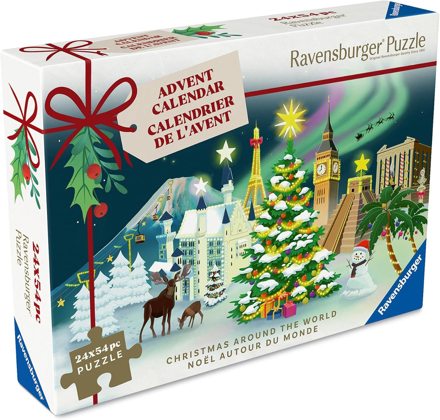 Ravensburger Holiday Puzzle Advent Calendar | 24 Mini Jigsaw Puzzles with 1000+ Pieces - Unique Winter Scenes for Daily Surprises - Premium Quality for Ages 12+