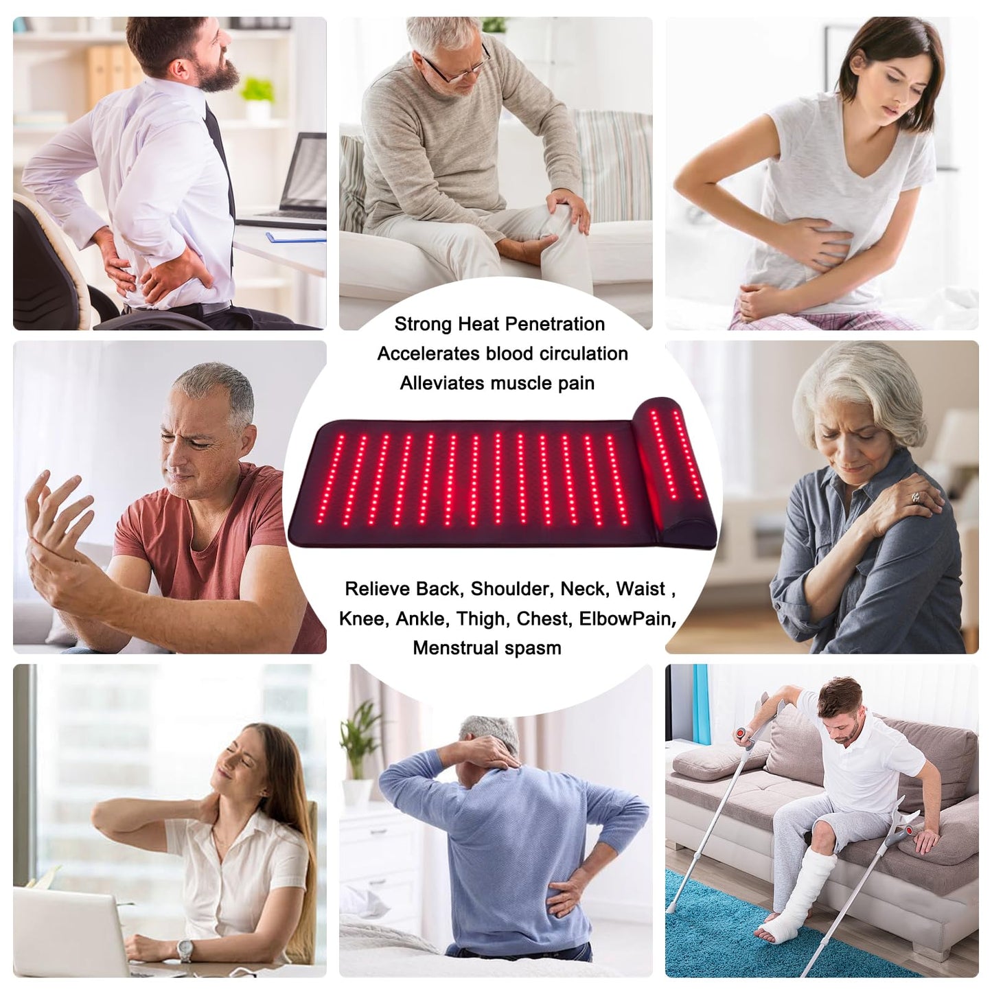 Infrared Red Light Therapy, Red Light Therapy Mat with Neck Support, 660nm&850nm NIR Deep Wavelength Blanket Pad for Back Belly Knee Shoulder HIPS Body Pain Relief