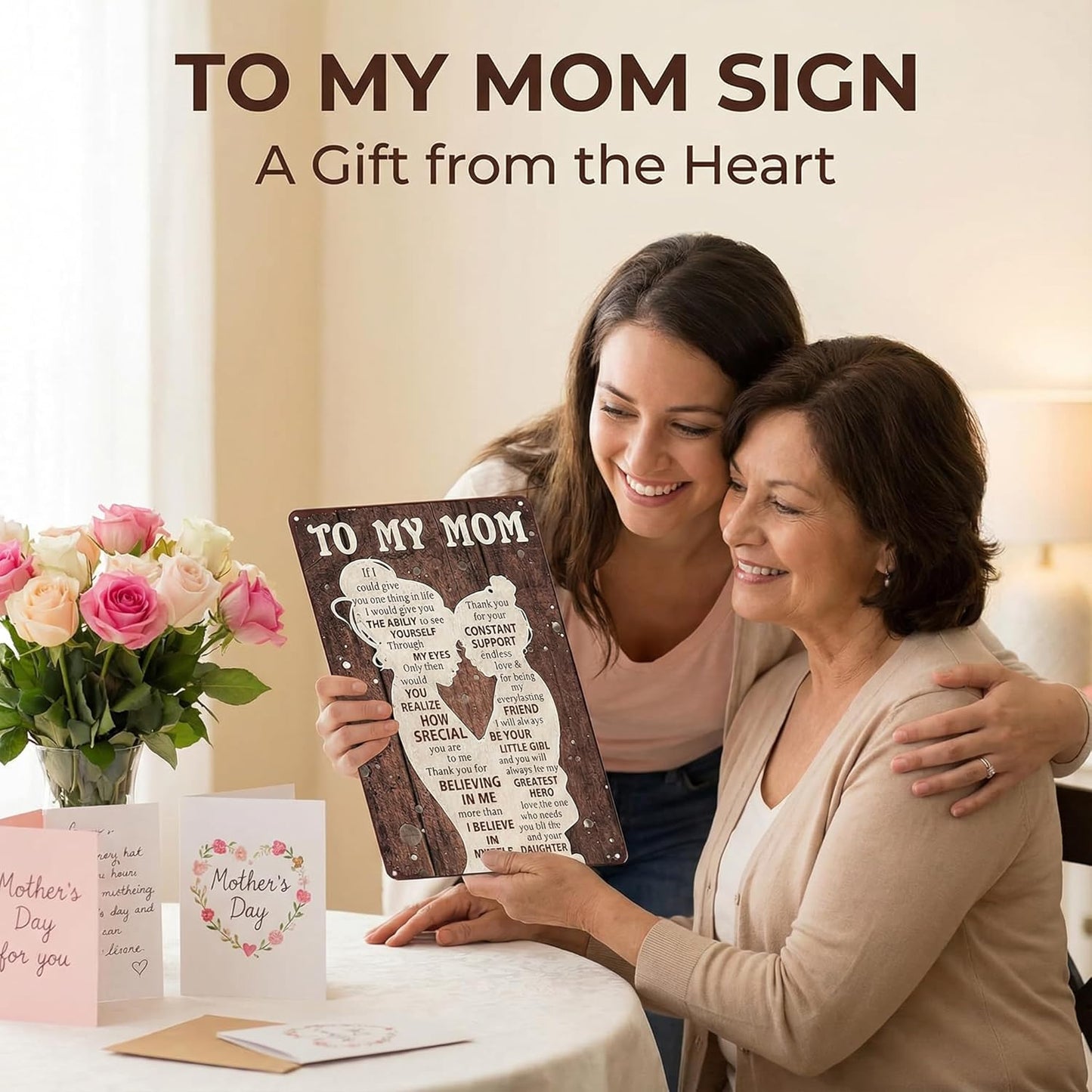 To My Mom Sign - Heartfelt 'I Love You' Gift for Mom | Home Decor for Kitchen, Bedroom, Office - 12" x 8"