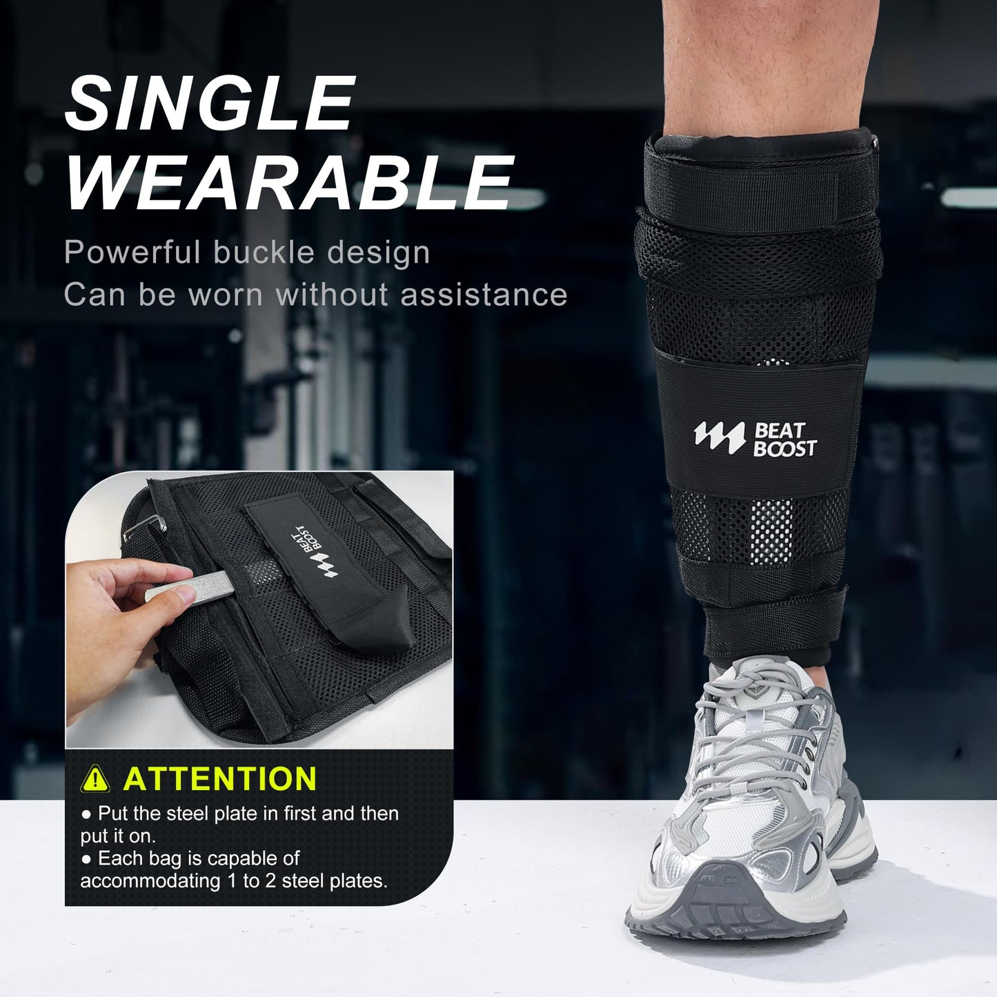Ankle Weights 10lb Adjustable BeatBoost Leg Weights for Men Walking Pilates Exercise Workout Gym Aerobics
