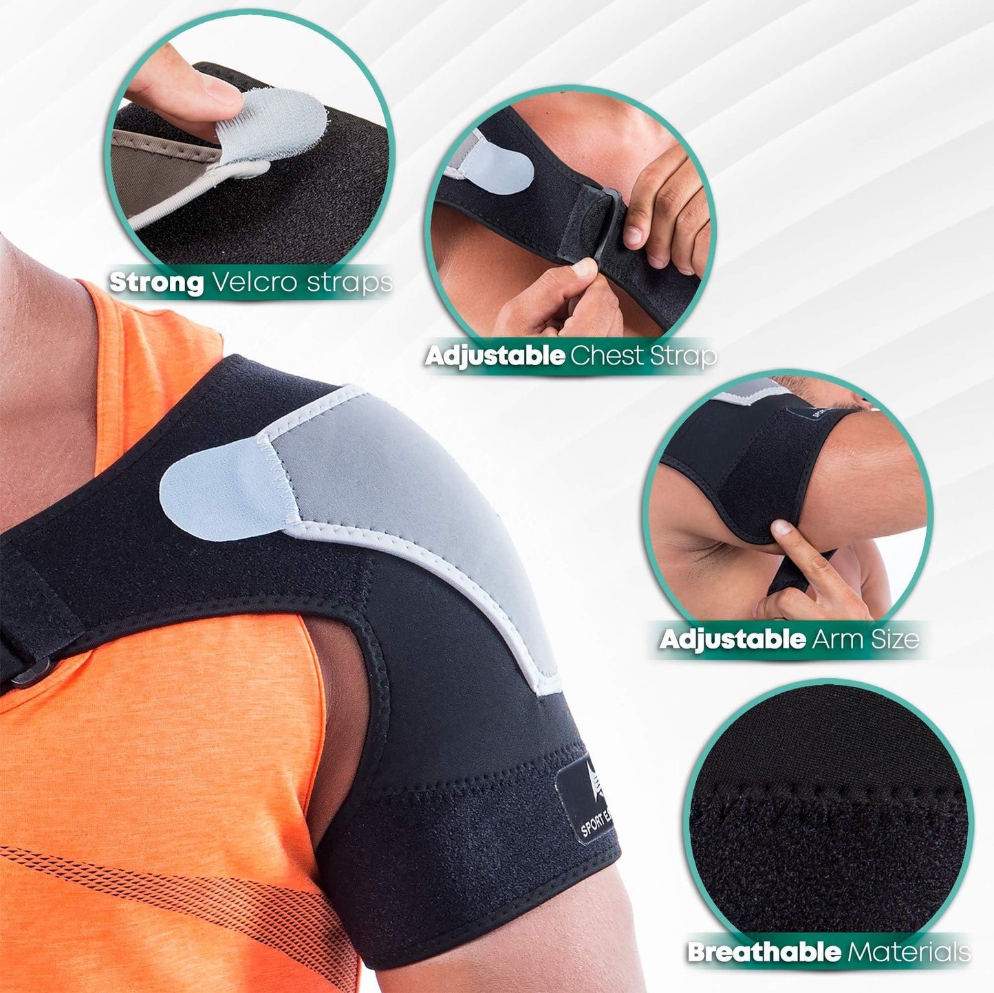 Rotator Cuff Shoulder Brace for Pain Relief & Support - Adjustable Arm Sling Immobilizer for Torn Rotator Cuff, Shoulder Injury, Post-Surgery Recovery - Compression Support Sleeve for Men & Women (S-M)