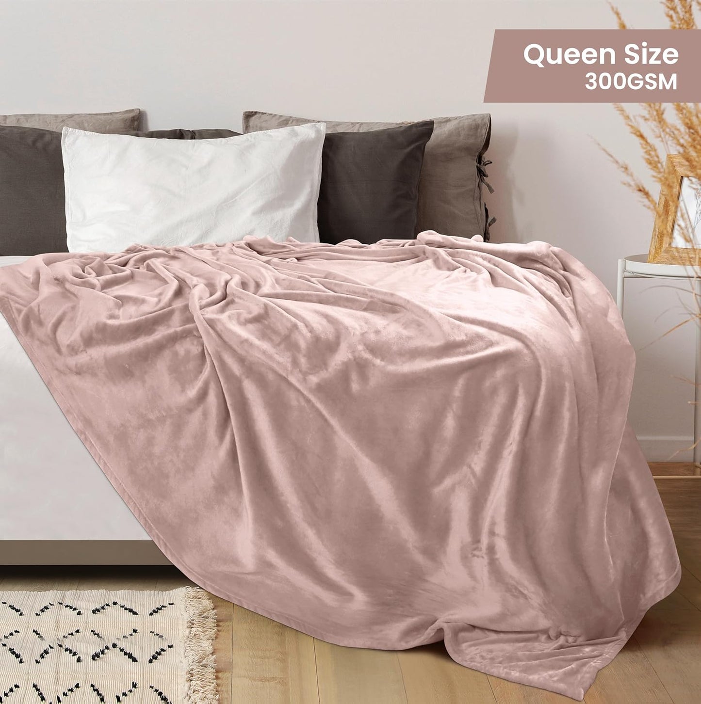 Utopia Bedding Fleece Blanket - Queen Size Rose Pink | 300GSM Luxury Soft Microfiber (90x90 Inch)