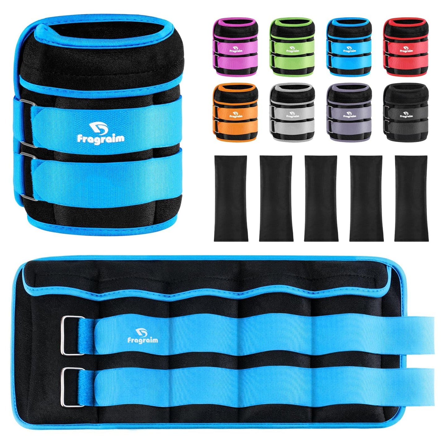 Adjustable Ankle Weights 1-20 LBS Pair with Removable Weight for Jogging, Gymnastics, Aerobics, Physical Therapy, Resistance Training|Each 2-10 lbs, Total 20LBS, Sky Blue