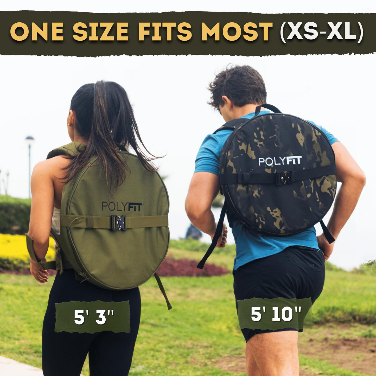 Polyfit PL8 Backpack for Olympic Weight Plates - Weighted Backpack for Strength Training, Rucking, and Gym Workouts - BLACK