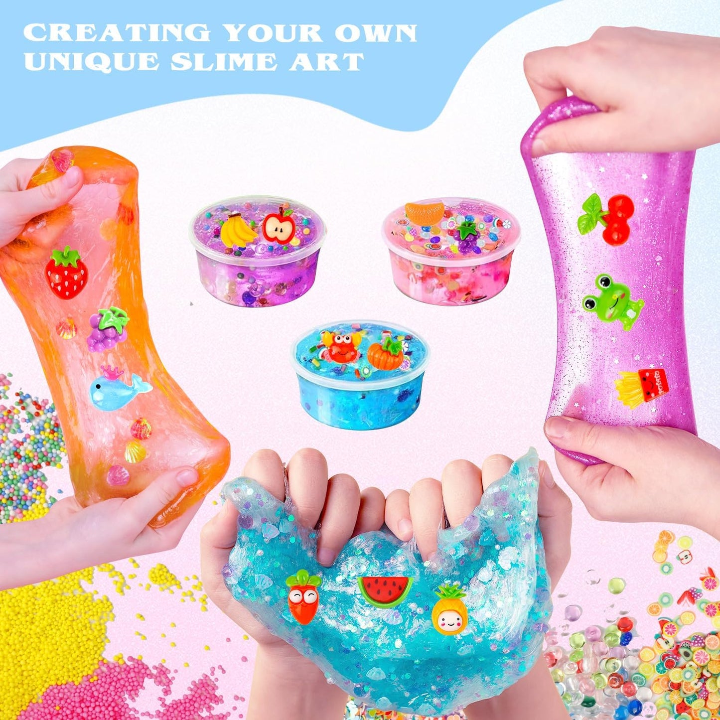Skiennix Slime Making Supplies Kit - 175 Pack with Charms & Foam Balls for Creative Fun