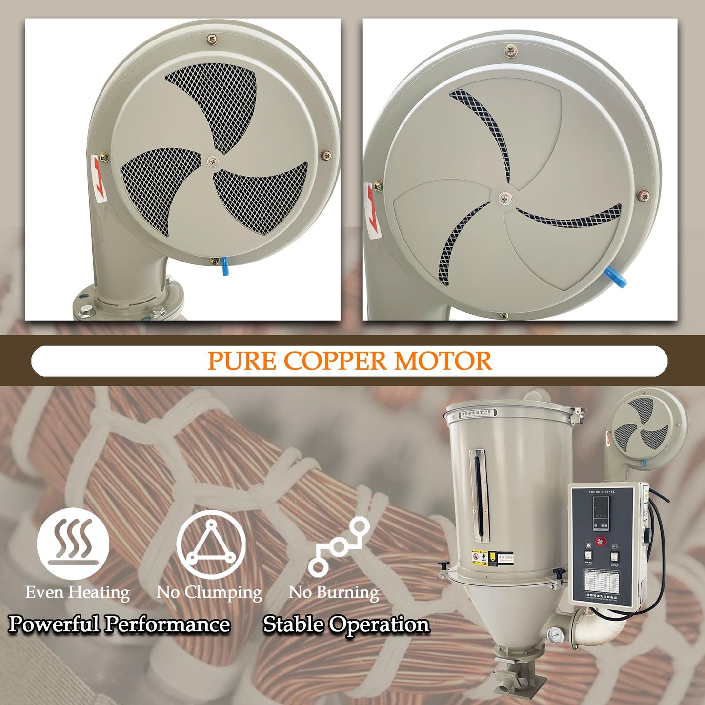 Maisutseb Plastic Pellet 15kg Drye Plastic Injection Molding Machine Industrial Hopper Type Dryer 2.7kw Hot Air Drying Machine for PP, PE, ABS, PVC