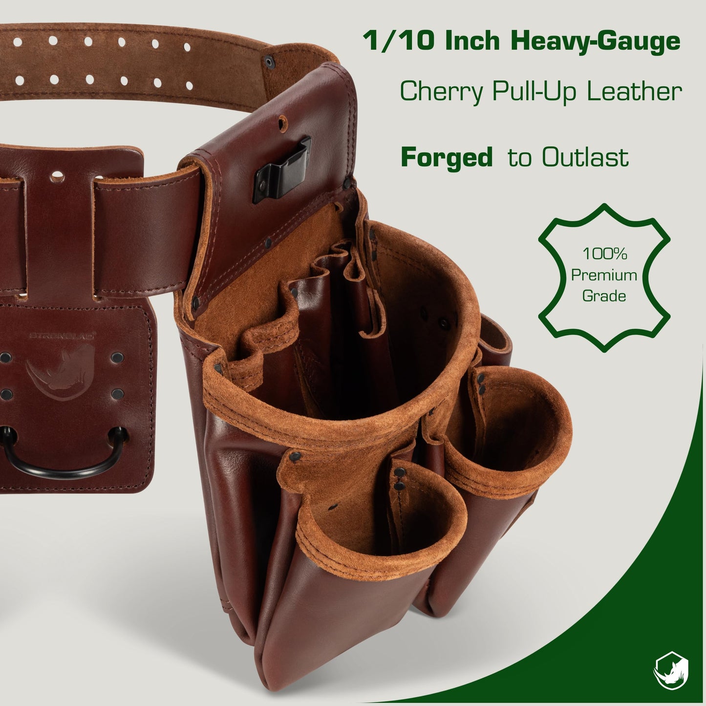 STRONGLAD Framing Tool Belt – 21-Pocket Full-Grain Leather, Carpenter Oil-Tanned Construction Tool Belt | Carpenter Tool Bags | Pro-Grade Gear