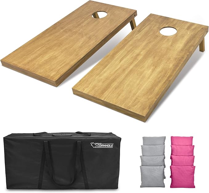 GoSports 4 ft x 2 ft Regulation Size Wooden Cornhole Boards Set - Includes Carrying Case - Full Regulation Size Bean Bag Toss Boards