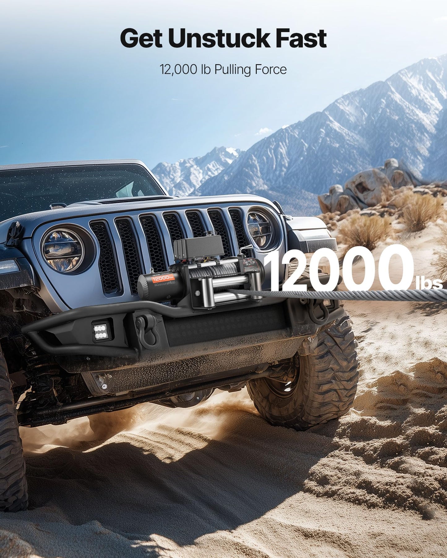 VEVOR Truck Winch 12000lbs Electric Winch 85ft/26m Steel Cable 12V Power Winch Jeep Winch with Wireless Remote Control and Powerful Motor for UTV ATV & Jeep Truck and Wrangler in Car Lift